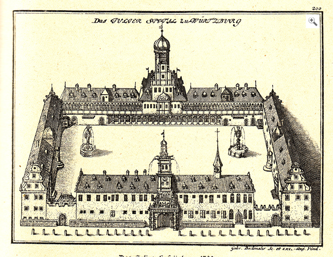 Das Juliusspital in Würzburg (D) um 1700